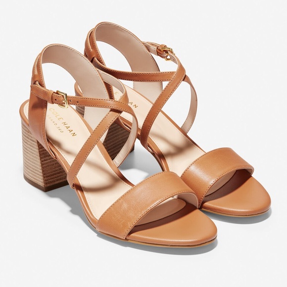 Cole Haan Shoes - Cole Haan Tan Leather Strappy Chunky Block Sandals
